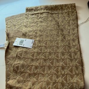 Michael Kors scarf, gold with gold stitched logo- NWT